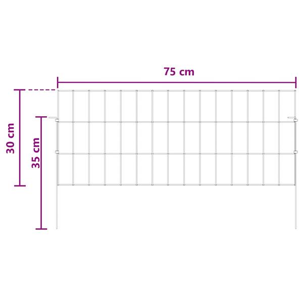 Grote foto vidaxl tuin omheining met palen 12 st 75 x 30 cm gegalvaniseerd staal tuin en terras hekken en schuttingen