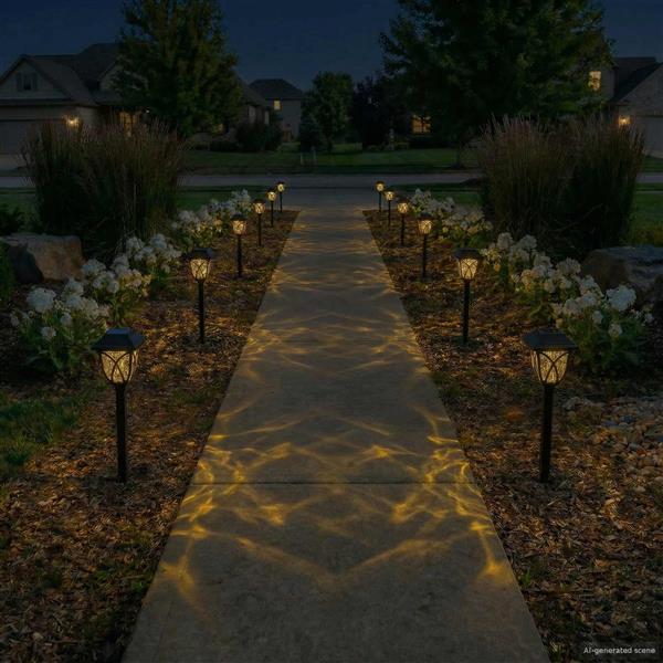 Grote foto vidaxl buitenzonne lampen met grondpin 12 st warmwit 42 cm pp tuin en terras verlichting