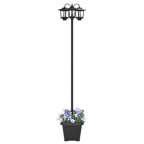 Grote foto vidaxl 3 arm lantaarnpaal met plantenbak zwart 32 x 32 x 188 cm huis en inrichting overige