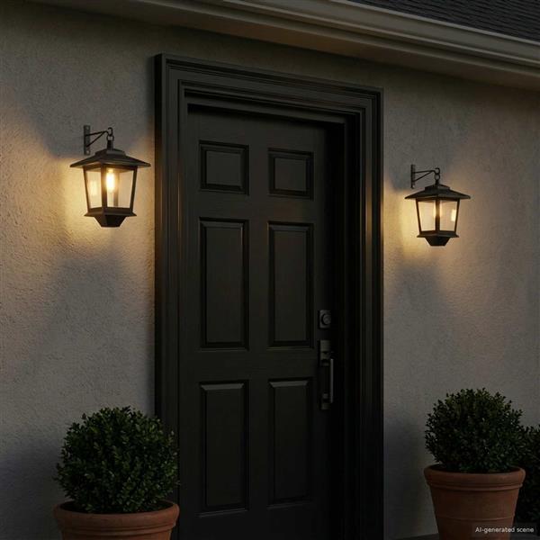 Grote foto vidaxl wandlamp with led bulb 2 st zwart 19 x 14 x 25 cm rvs en abs tuin en terras verlichting