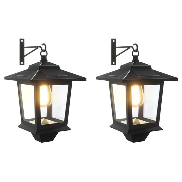 Grote foto vidaxl wandlamp with led bulb 2 st zwart 19 x 14 x 25 cm rvs en abs tuin en terras verlichting