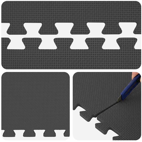 Grote foto vidaxl zwembad grondmat 49 st 408 cm rond eva schuim zwart tuin en terras zwembaden toebehoren