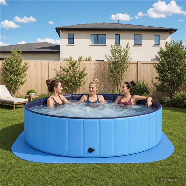 Grote foto vidaxl zwembad grondmat 36 st 350 cm rond eva schuim blauw tuin en terras zwembaden toebehoren