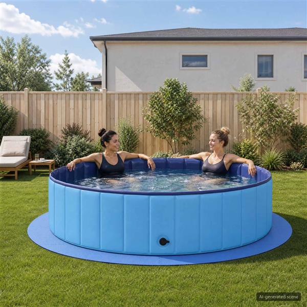 Grote foto vidaxl zwembad grondmat 16 st 235 cm rond eva schuim blauw tuin en terras zwembaden toebehoren