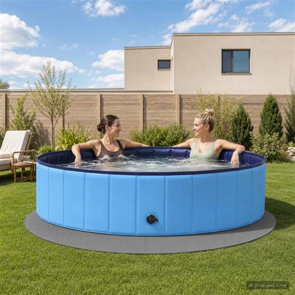 Grote foto vidaxl zwembad grondmat 16 st 235 cm rond eva schuim grijs tuin en terras zwembaden toebehoren