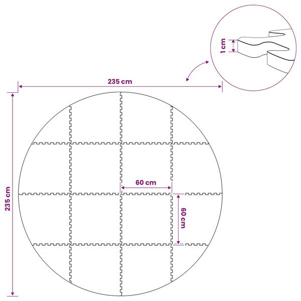 Grote foto vidaxl zwembad grondmat 16 st 235 cm rond eva schuim zwart tuin en terras zwembaden toebehoren