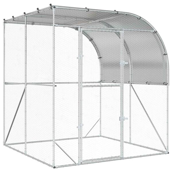 Grote foto vidaxl kippenhok zilver 200 x 200 x 215 cm gegalvaniseerd staal dieren en toebehoren hokken en kooien