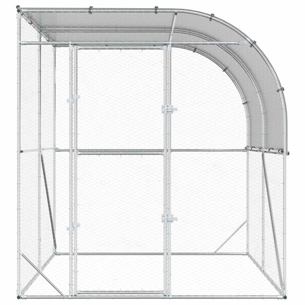 Grote foto vidaxl kippenhok zilver 200 x 200 x 215 cm gegalvaniseerd staal dieren en toebehoren hokken en kooien