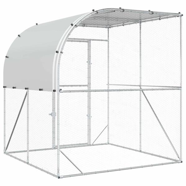 Grote foto vidaxl kippenhok zilver 200 x 200 x 215 cm gegalvaniseerd staal dieren en toebehoren hokken en kooien
