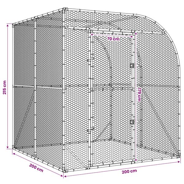 Grote foto vidaxl kippenhok zilver 200 x 200 x 215 cm gegalvaniseerd staal dieren en toebehoren hokken en kooien