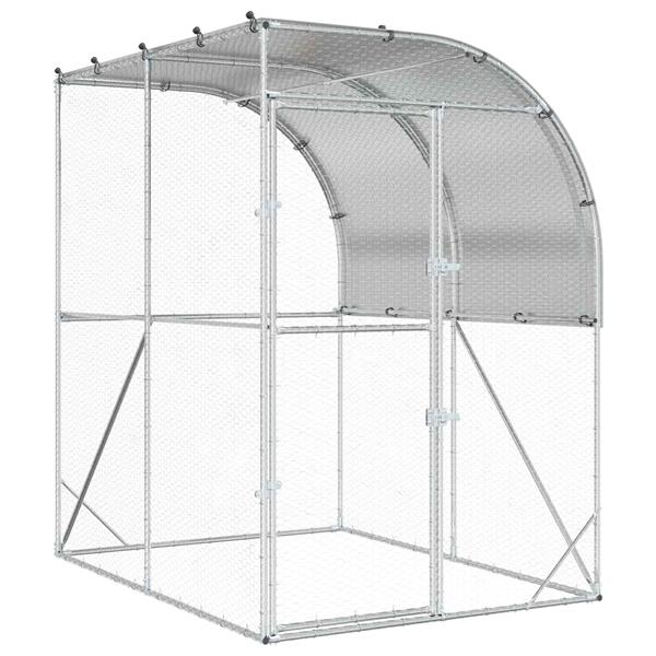 Grote foto vidaxl kippenhok zilver 200 x 200 x 215 cm gegalvaniseerd staal dieren en toebehoren hokken en kooien