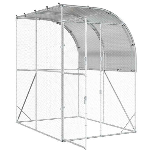 Grote foto vidaxl kippenhok zilver 200 x 200 x 215 cm gegalvaniseerd staal dieren en toebehoren hokken en kooien
