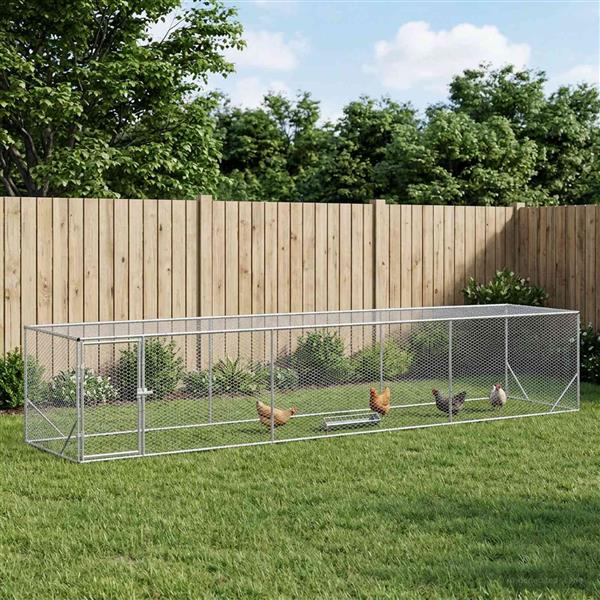 Grote foto vidaxl kippenren zilver 500 x 100 x 100 cm gegalvaniseerd staal dieren en toebehoren hokken en kooien