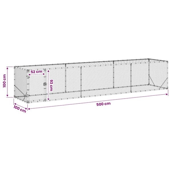 Grote foto vidaxl kippenren zilver 500 x 100 x 100 cm gegalvaniseerd staal dieren en toebehoren hokken en kooien