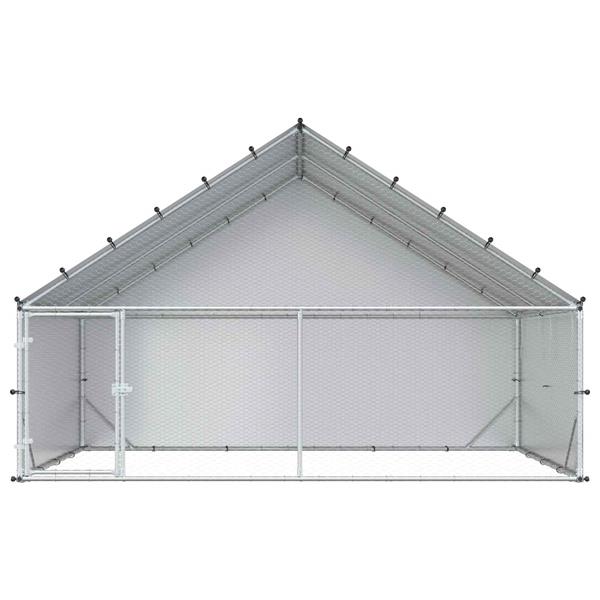 Grote foto vidaxl kippenhok met dak zilverkleurig 300 x 200 x 190 cm dieren en toebehoren hokken en kooien