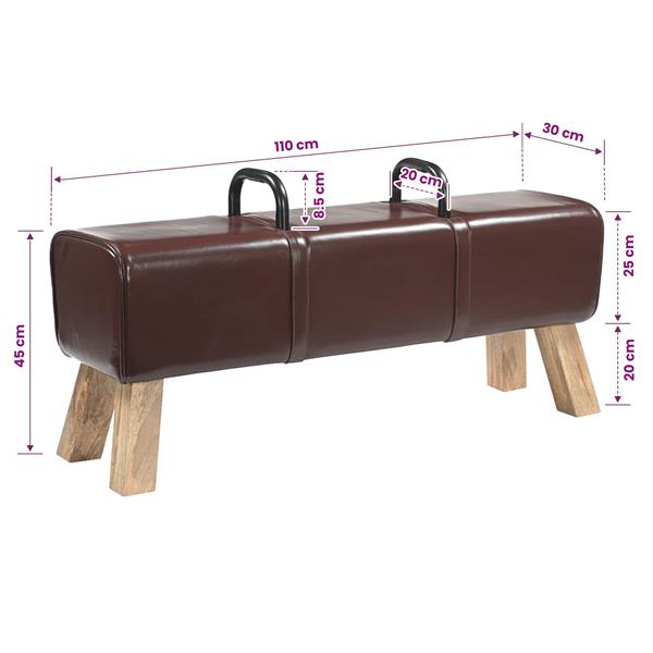 Grote foto vidaxl bank donkerbruin 110 x 30 x 45 cm echt leer huis en inrichting overige huis en inrichting
