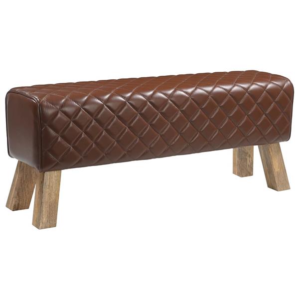Grote foto vidaxl bank 110 x 30 x 45 cm echt leer bruine diamant huis en inrichting stoelen
