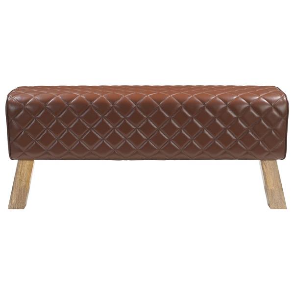 Grote foto vidaxl bank 110 x 30 x 45 cm echt leer bruine diamant huis en inrichting stoelen