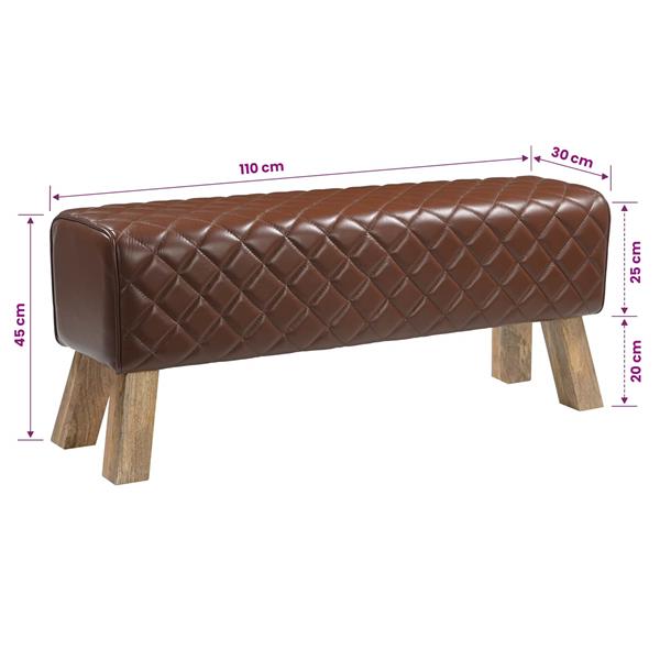Grote foto vidaxl bank 110 x 30 x 45 cm echt leer bruine diamant huis en inrichting stoelen