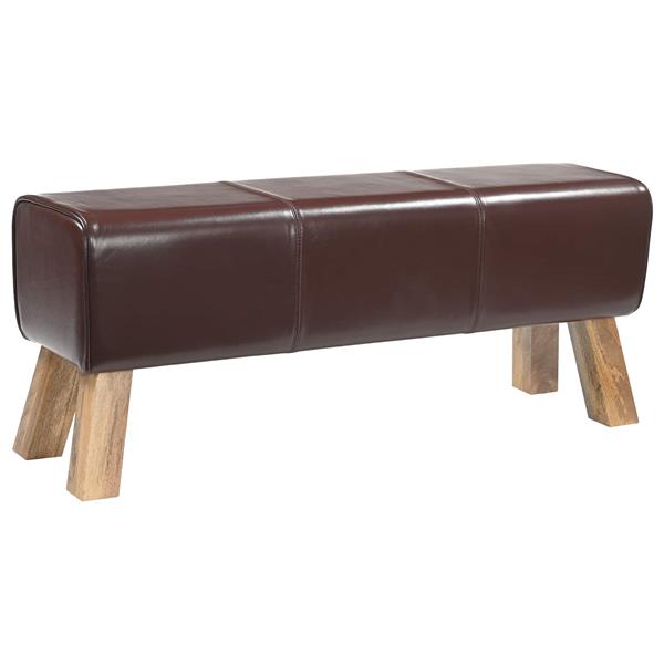 Grote foto vidaxl bank 110 x 30 x 45 cm echt leer donkerbruin huis en inrichting stoelen