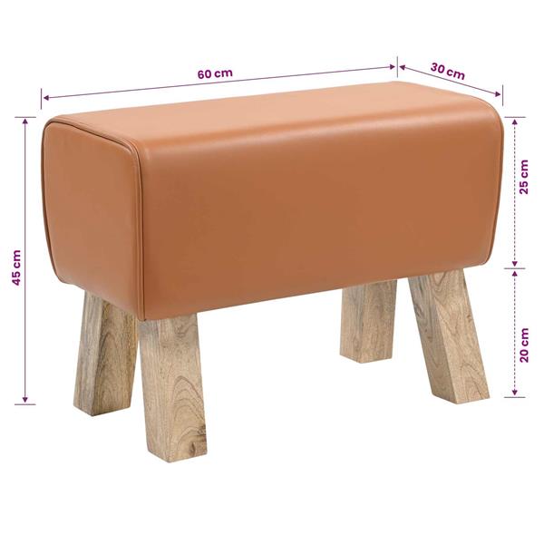 Grote foto vidaxl bank 60 x 30 x 45 cm echt leer bruin huis en inrichting stoelen