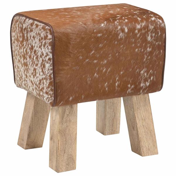 Grote foto vidaxl bank 40 x 30 x 45 cm echt leer bruin en wit huis en inrichting stoelen