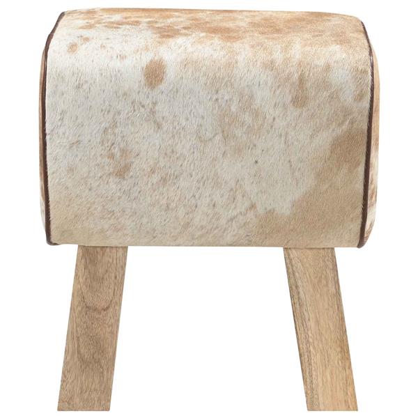 Grote foto vidaxl bank 40 x 30 x 45 cm echt leer bruin en wit huis en inrichting stoelen