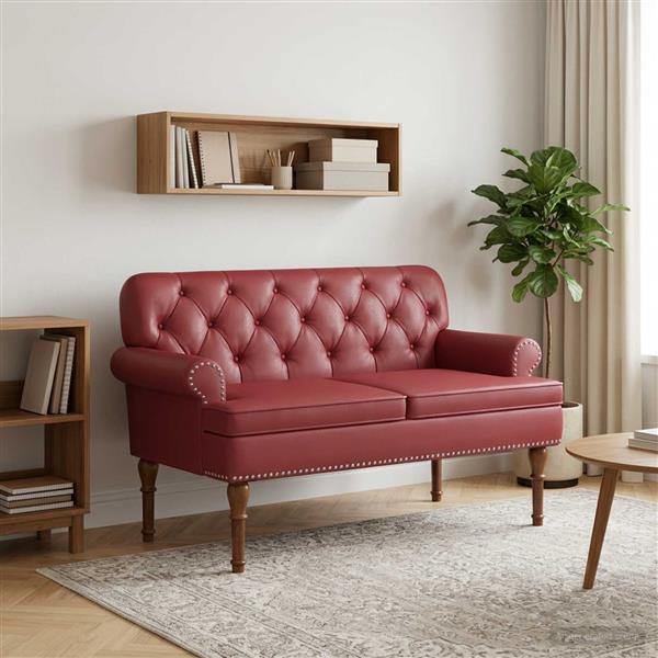 Grote foto vidaxl loungebank met knopencomfort wijnrood 120 x 65 x 77 cm huis en inrichting overige huis en inrichting