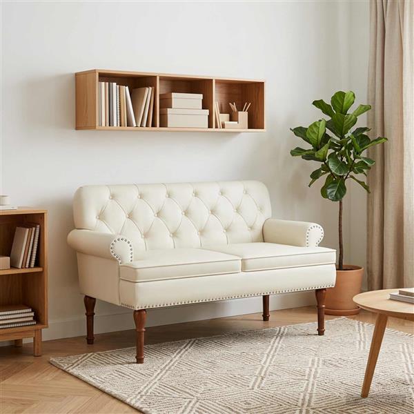 Grote foto vidaxl loungebank met knopencomfort cr mekleurig 120 x 65 x 77 cm huis en inrichting overige huis en inrichting