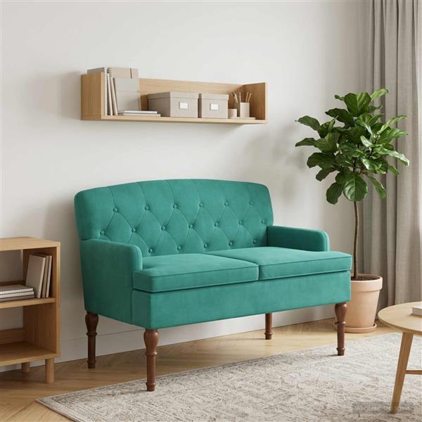 Grote foto vidaxl loungebank met knopencomfort turquoise 111 x 65 x 79 cm fluweel huis en inrichting bankstellen