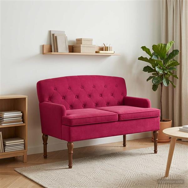Grote foto vidaxl loungebank met knopencomfort wijnrood 111 x 65 x 79 cm fluweel huis en inrichting bankstellen