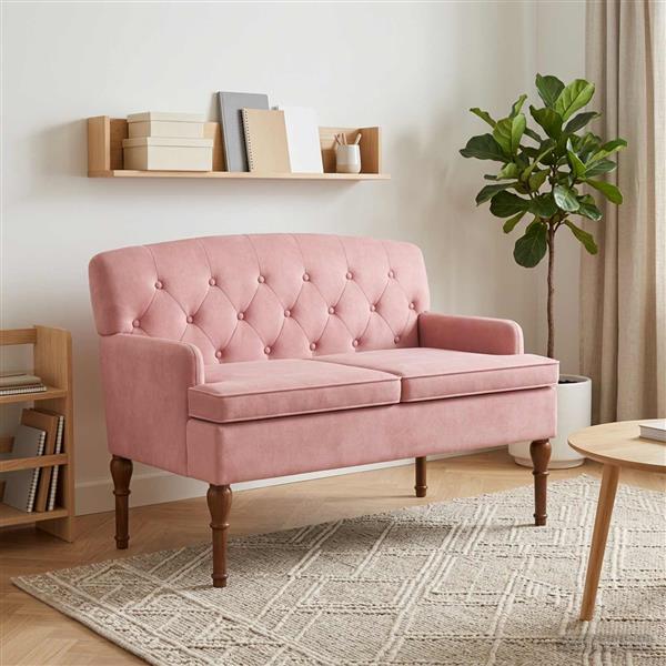 Grote foto vidaxl loungebank met knopencomfort roze 111 x 65 x 79 cm fluweel huis en inrichting bankstellen