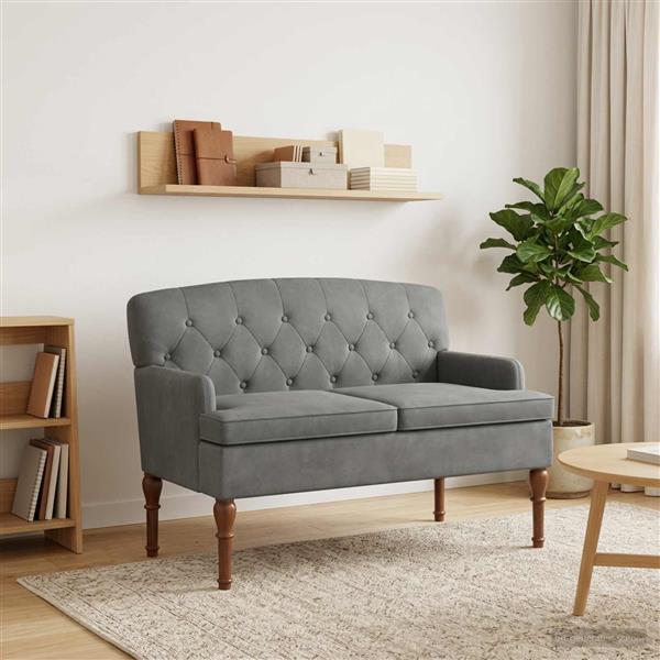 Grote foto vidaxl loungebank met knoopdetails donkergrijs 111 x 65 x 79 cm fluweel huis en inrichting bankstellen