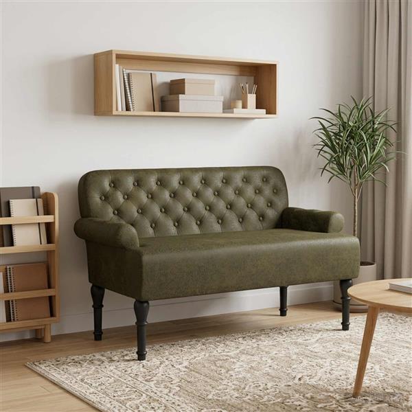 Grote foto vidaxl loungebank met knopencomfort legergroen 120 x 65 x 78 cm huis en inrichting bankstellen