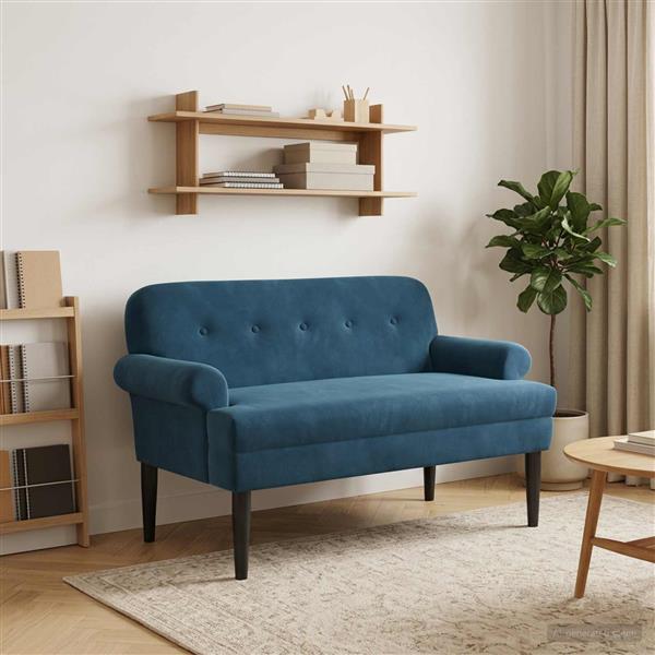 Grote foto vidaxl loungebank met knopencomfort blauw 120 x 66 x 78 cm fluweel huis en inrichting bankstellen