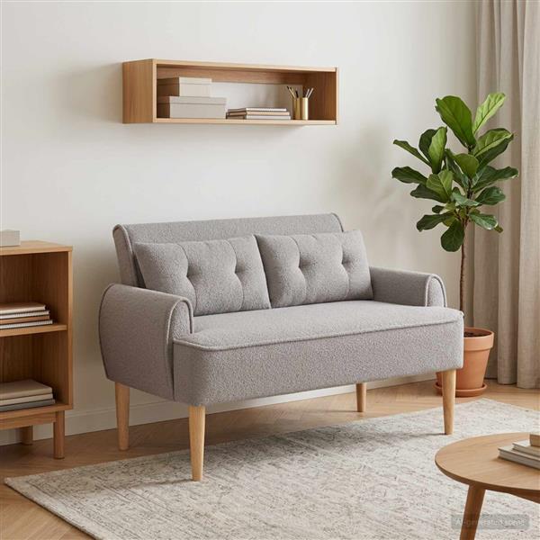 Grote foto vidaxl loungebank met knopencomfort lichtgrijs 117 x 67 x 77 cm boucl huis en inrichting bankstellen