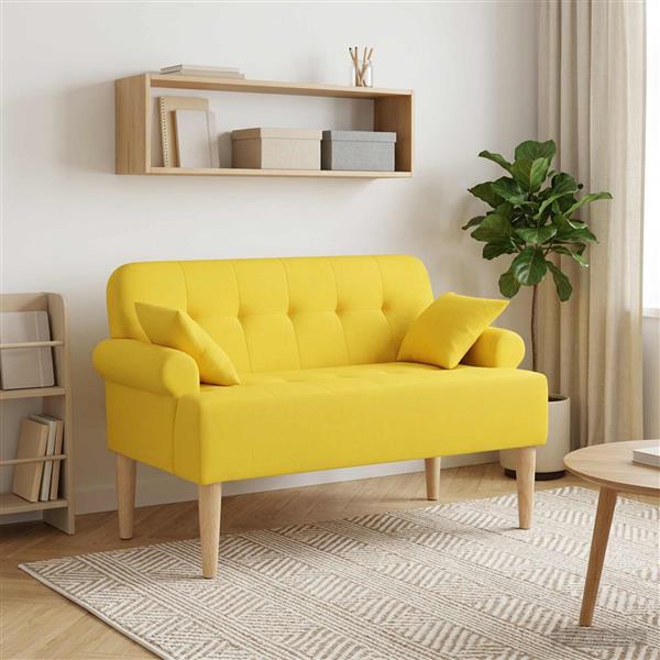 Grote foto vidaxl loungebank met knopencomfort licht geel 120 x 65 x 79 cm stof huis en inrichting bankstellen