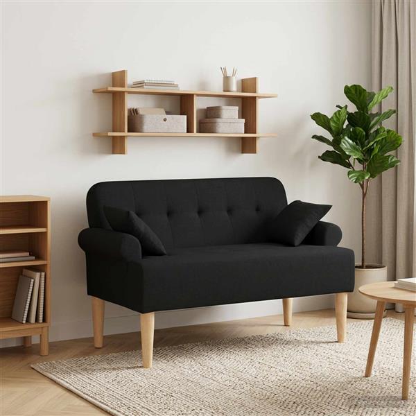 Grote foto vidaxl loungebank met knopencomfort zwart 120 x 65 x 79 cm stof huis en inrichting bankstellen