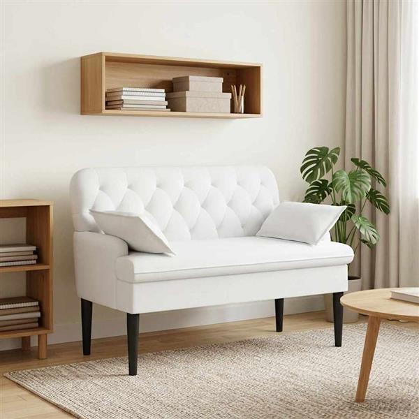 Grote foto vidaxl loungebank met knopencomfort wit 111 x 68 x 80 cm stof huis en inrichting bankstellen