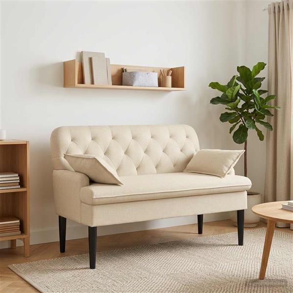 Grote foto vidaxl loungebank met knopencomfort cr mekleurig 111 x 68 x 80 cm stof huis en inrichting bankstellen