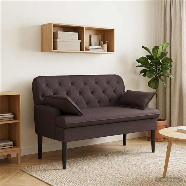 Grote foto vidaxl loungebank met knopencomfort donkerbruin 111 x 68 x 80 cm stof huis en inrichting bankstellen