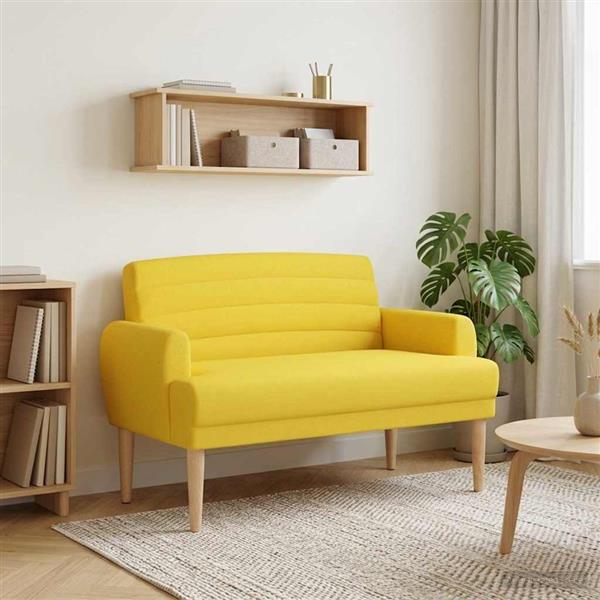 Grote foto vidaxl loungebank met knopencomfort lichtgeel 116 x 67 x 80 cm stof huis en inrichting overige huis en inrichting