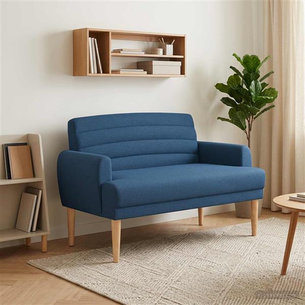 Grote foto vidaxl loungebank met knopencomfort blauw 116 x 67 x 80 cm stof huis en inrichting overige huis en inrichting