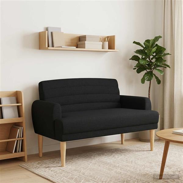 Grote foto vidaxl loungebank met knopencomfort zwart 116 x 67 x 80 cm stof huis en inrichting overige huis en inrichting