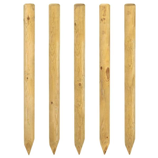 Grote foto vidaxl schuttingpalen 5 st bruin 150 cm massief grenenhout tuin en terras overige tuin en terras