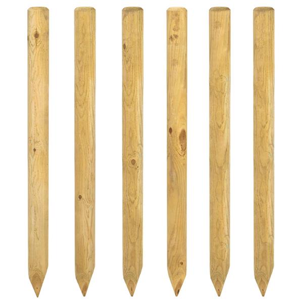 Grote foto vidaxl schuttingpalen 6 st bruin 150 cm massief grenenhout tuin en terras overige tuin en terras