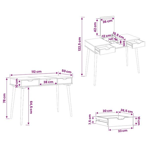 Grote foto vidaxl plafondtafel fauske wit 112 x 50 x 78 cm huis en inrichting eettafels