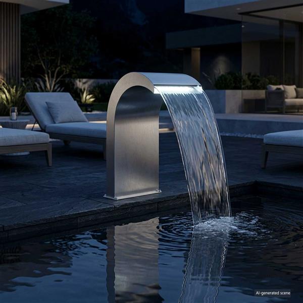 Grote foto vidaxl pool waterval met led roestvrij staal 304 45 x 30 x 65 cm tuin en terras overige tuin en terras