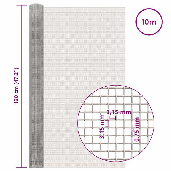 Grote foto vidaxl gaas scherm 120 x 1000 cm 6 mesh rvs 201 zilverkleurig tuin en terras hekken en schuttingen