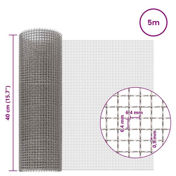 Grote foto vidaxl gaas scherm 40 x 500 cm 3 mesh rvs 201 zilverkleurig tuin en terras hekken en schuttingen